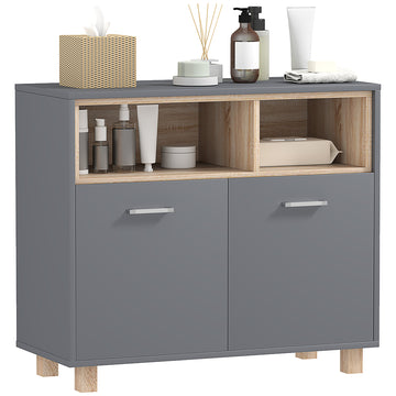 Freestanding Bathroom Cabinet, Bathroom Storage Unit, Bathroom Storage Cabinet with Open Compartments and Double Doors