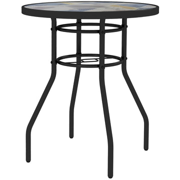 Φ60 Garden Table, with Glass Printed Tabletop - Multicolour