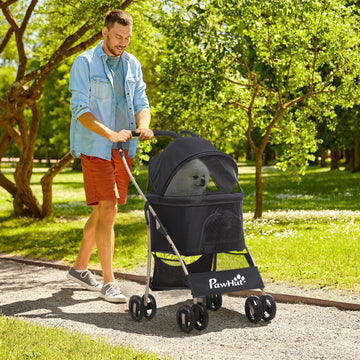 3 In 1 Detachable Pet Stroller, for Extra Small and Small Dogs - Black