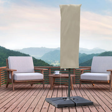 Outdoor Cantilever Umbrella Cover with Rod, Zipper, Khaki