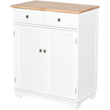 Kitchen Floor Cabinet Side Storage Cupboard Multi-use Sideboard Table with Solid Wood Top, Adjustable Shelf,Drawer for Dining Room, Living Room,Hallway