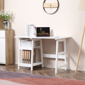 Compact Computer Desk with Storage Shelves, Study Table with Bookshelf, PC Table Workstation for Home Office, Study, Easy Assembly, 120 x 51cm, White