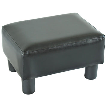 Faux Leather Footstool, Small Foot Rest, Rectangle Sofa Stool for Bedroom Living Room, Black