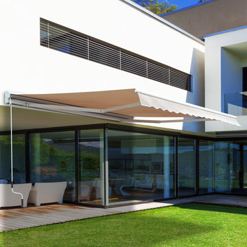 2.95Lx2.5M Retractable Manual/Electric Awning-Cream White/White