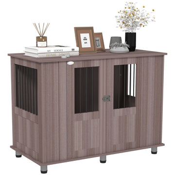 Dog Crate Table for Medium and Large Dogs with Magnetic Door for Indoor Use, 116 x 60 x 87 cm, Purple