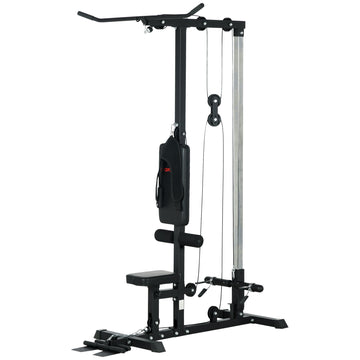 SPORTNOW Pull Up Station, Power Cage with Adjustable Seat, for Home Gym - Black