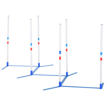 Dog Agility Equipment Training Adjustable Obstacle Course Set with 6 Weaves Poles Storage Bag for Pet Outdoor Games Exercise