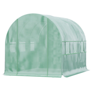 Walk-in Polytunnel Greenhouse Green House with Roll-up Sidewalls, UV-resistant PE Cover, 3 x 2 x 2m, Green