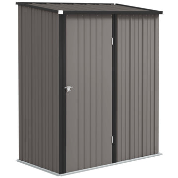 5.3 x 3.1ft Corrugated Steel Garden Shed - Light Grey