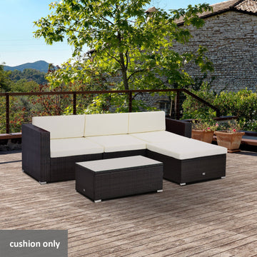 Outdoor Cushion Pad Set for Rattan Furniture, 7 Piece Garden Furniture Cushions, Patio Conversation Set Cushions, Lightweight and Durable, Cream