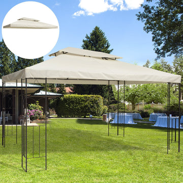 3x4m Gazebo Replacement Roof Canopy 2 Tier Top UV Cover Garden Patio Outdoor Sun Awning Shelters Cream (TOP COVER ONLY)