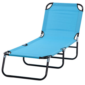 Garden Sun Lounger, with Five-Position Back - Light Blue