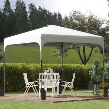 3 x 3(M) Pop Up Gazebo, UPF 50+ Foldable Canopy Tent with Wheeled Carrybag, 4 Leg Weight Bags, Height Adjustable Marquee Shelter 1 person easy setup for Outdoor Garden Patio Party, White