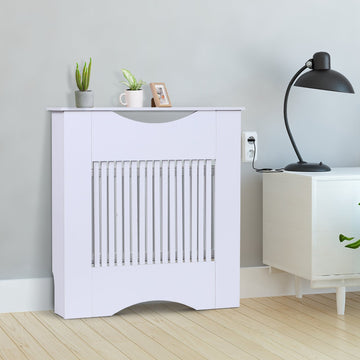 Painted MDF Radiator Cover Heater Cabinet Modern Slatted Home Furniture Living Room Bedroom Worktop White 82H x 78W x 19D