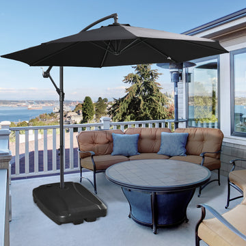 Parasol Base, Water and Sand Filled, Up to 75kg, Portable Umbrella Stand Weights for Cantilever Banana Parasol with Wheels, Black