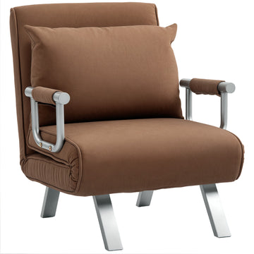 4-in-1 Faux Suede Chair Bed - Coffee