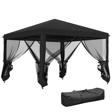 3 x 3 m Pop Up Gazebo, 420D Garden Tent Canopy with Removable Mesh Sidewall Netting, Carry Bag for Garden Patio Outdoor, Black