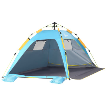 Beach Tent for 1-2 Person Pop-up Design with 2 Mesh Windows & 2 Doors Dark Green