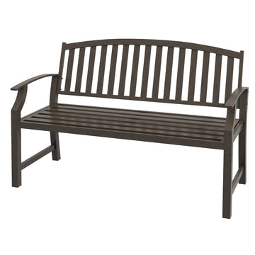 Two-Seater Simple Metal Bench - Brown