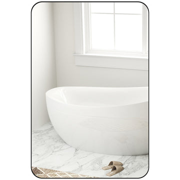 90 x 60cm Curved Bathroom Mirror - Black
