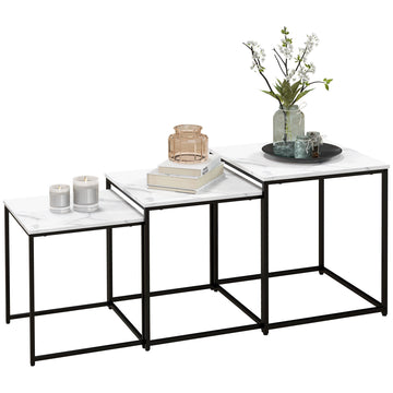 Three Nest of Tables, Marble Effect Finish