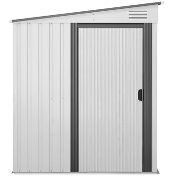 7 x 5ft Galvanised Metal Shed, with Sliding Door - White