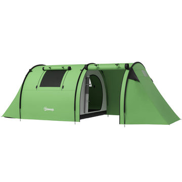 Four Man Duo Room Tunnel Tent, with Accessories - Green
