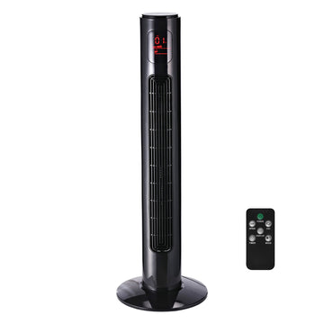 38'' Freestanding Tower Fan, 3 Speed 3 Mode, 12h Timer, 70 Degree Oscillation, LED Panel, 5M Remote Controller, Black