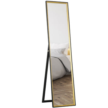 157 x 37cm Elegant Full-Length Mirror - Black/Gold-Tone