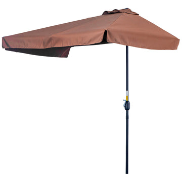 2.3m Half-Square Parasol, for Balconies and Walls - Brown