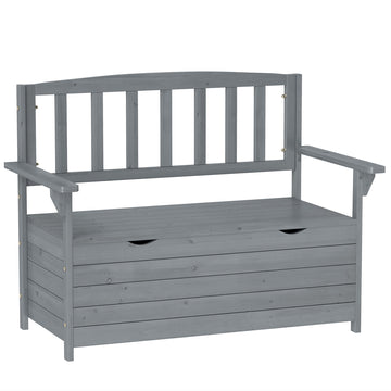 Two-Seater Garden Storage Bench - Grey