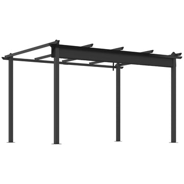 3 x 4m Aluminium Pergola, with Retractable Roof - Dark Grey