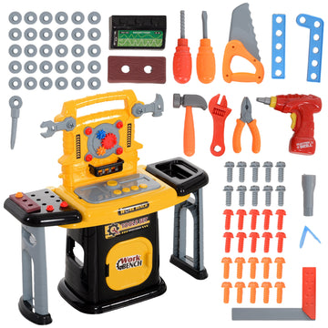 102-Piece Kids Tool Bench with Electric Drill, Storage for Ages 3-6 Years, Yellow