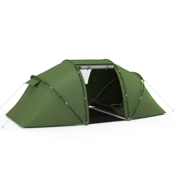 4-6 Man Camping Tent with Living Area and 2 Bedrooms, Hiking Sun Shelter, UV Protection Tunnel Tent, Dark Green