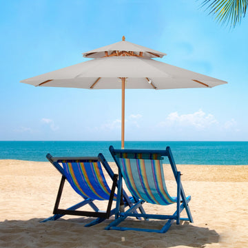 2.7m Elegant Wooden Frame Parasol Umbrella - Grey