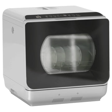 Table Top Dishwasher, Mini Countertop Dishwasher with Built-in 6L Water Tank, 6 Programs, Touch Control, LED Display, 4 Place Settings, Dual Water Supply and Fruit Wash Mode, Silver Tone