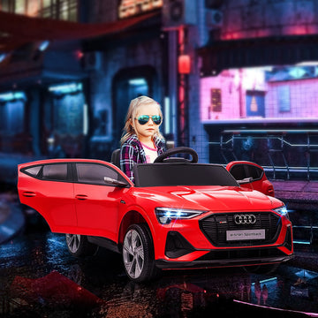 Audi E-tron Licensed 12V Kids' Electric Ride on, Electric Car for Kids, with Parental Remote, Music Lights MP3, Suspension Wheels, for 3-5 Years, Red