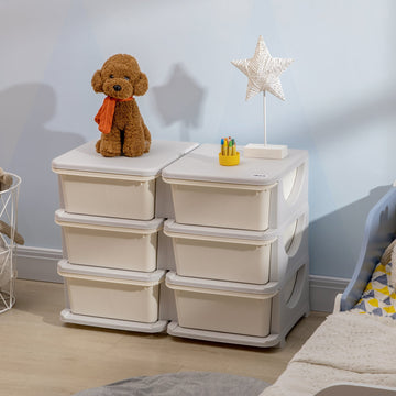 Kids Storage Unit, with Six Drawers - Cream