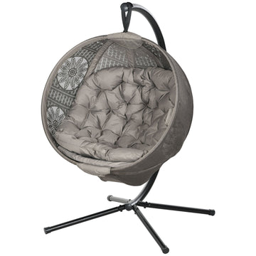 Round Egg Basket Chair, with Steel Stand, Sand