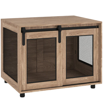 Dog Crate Furniture with Sliding Door for Medium Dogs, 80 x 58.5 x 63cm, Walnut Brown