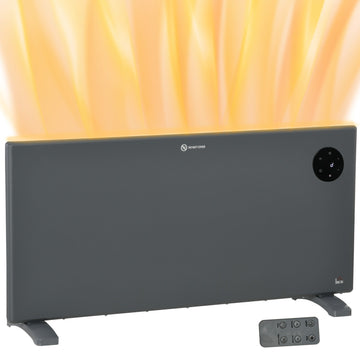 2000W Electric Convector Heater, Freestanding or Wall Mounted, Space Heater with Adjustable Thermostat, Timer, Grey