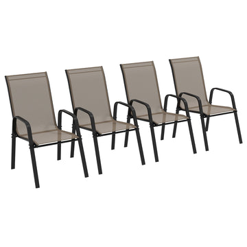 Set of Four Stackable Mesh Seat Chairs - Grey