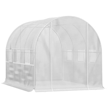 Walk-in Polytunnel Greenhouse Green House with Roll-up Sidewalls, UV-resistant PE Cover, 3 x 2 x 2m, White