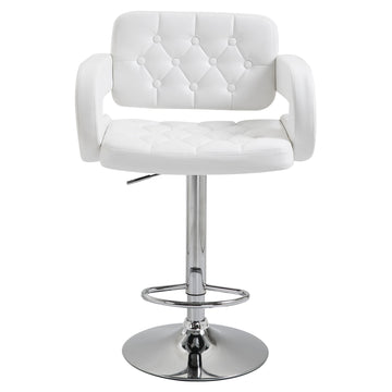 PU Leather Upholstered Swivel Bar Stool, Height Adjustable with Back, Armrest, Footrest, Beige
