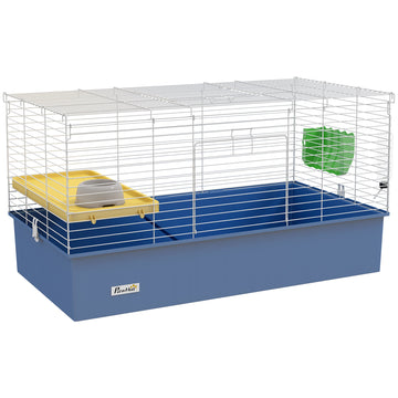 Chinchillas Small Rabbit Guinea Pig Small Animal Cage, Pet Playhouse, with Platform, Ramp, 99 x 52 x 53cm, Blue