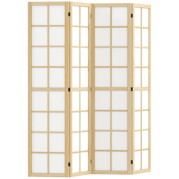 4 Panel Folding Room Divider, Freestanding Room Separator, Indoor Privacy Screen for Living Room, Bedroom, 160 x 170cm