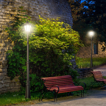 2.4 m Garden Lamp Post Light, LED Solar Powered Patio Path Lighting Lamp with Aluminium Frame, PIR Motion Sensor for Lawn, Pathway, Driveway, Black