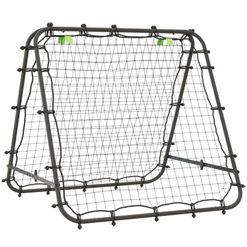 Double Sided Football Rebounder Net, Football Rebound Goal with Five Adjustable Angles, Black