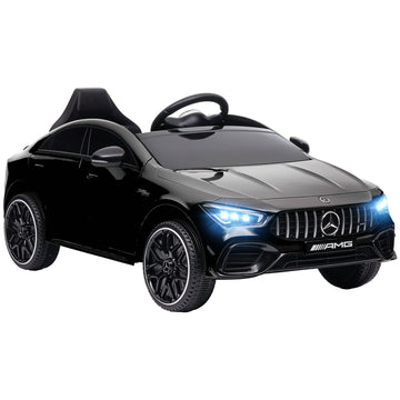 Mercedes-Benz AMG CLA 45 Licensed 12V Kids Electric Car Ride on Car w/ Remote, Suspension Lights Music Horn - Black