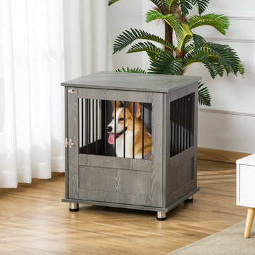 Dog Crate Table for Medium and Large Dogs with Magnetic Door for Indoor Use, 60 x 55 x 70 cm, Grey